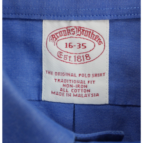 Brooks Brothers Shirt Mens 16 - 35 Blue 100% Cotton Button Down Non-Iron - Picture 4 of 7